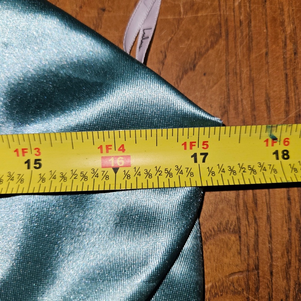 NWT Lulus Sage Blue Satin Cowl Neck Faux Wrap Mini Cocktail Dress Size XL NWT - Picture 3 of 7